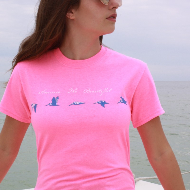 woman female pelicans beach tee atb0567