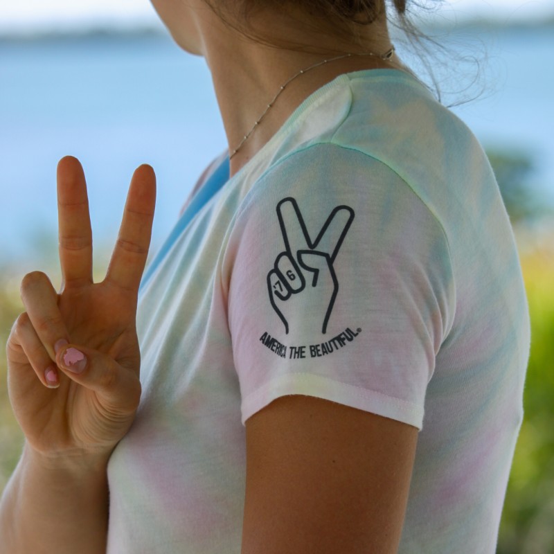 woman female tie dye peace sign atb8769